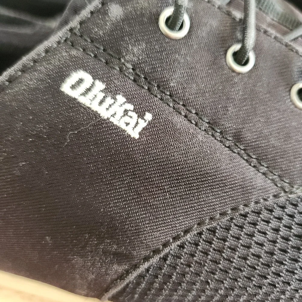 OluKai Nohea Moku Mens Sz‎ 11 Black Mesh Boat Shoes Drop-In Heel Slip-On Loafers